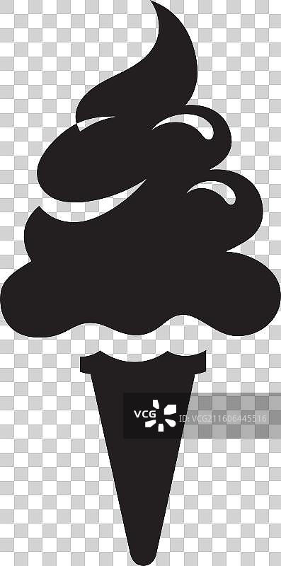 冰霜诱惑：黑色甜筒，挖出的冰淇淋图片素材