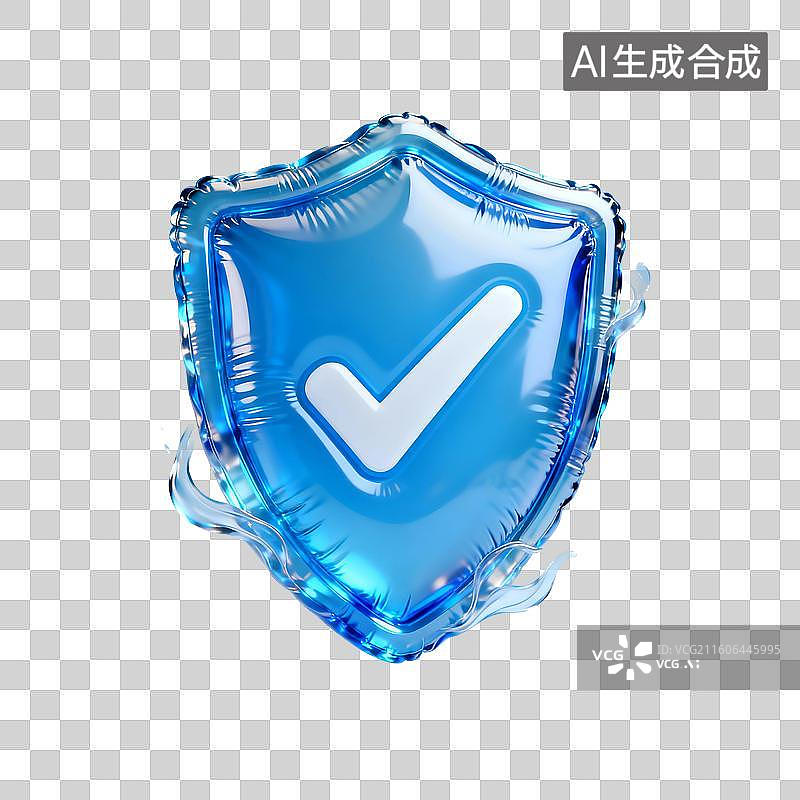 【AI数字艺术】3D渲染，充气膨胀风格，气球，盾，盾牌，图形图标免抠元素图片素材