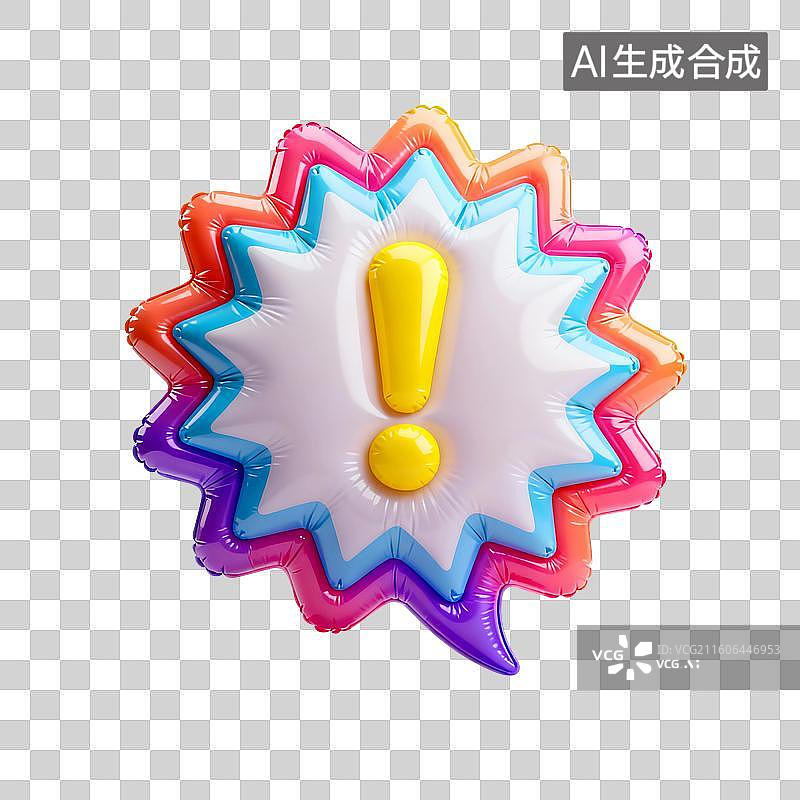【AI数字艺术】3D渲染，充气膨胀风格，闪电和爆炸的对话框，气泡对话框，图形图标，免抠元素图片素材