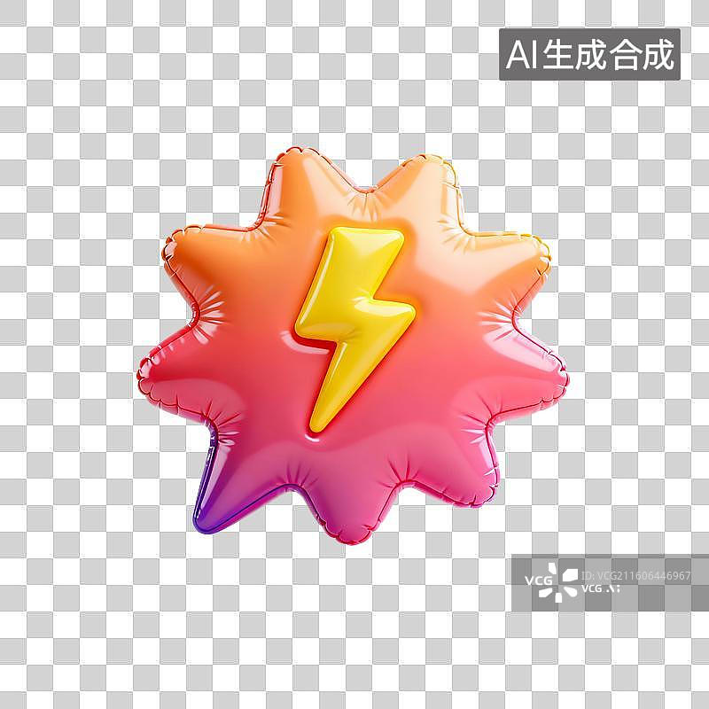 【AI数字艺术】3D渲染，充气膨胀风格，闪电和爆炸的对话框，气泡对话框，图形图标，免抠元素图片素材