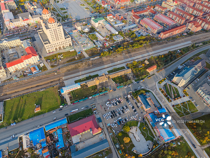 航拍阿尔山市城镇，城市，街区，居民区，内蒙古呼伦贝尔兴安盟图片素材