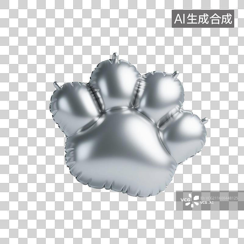 【AI数字艺术】3D渲染，充气膨胀风格，猫爪，宠物，动物，宠物用品，兽医，图形图标，免抠元素图片素材