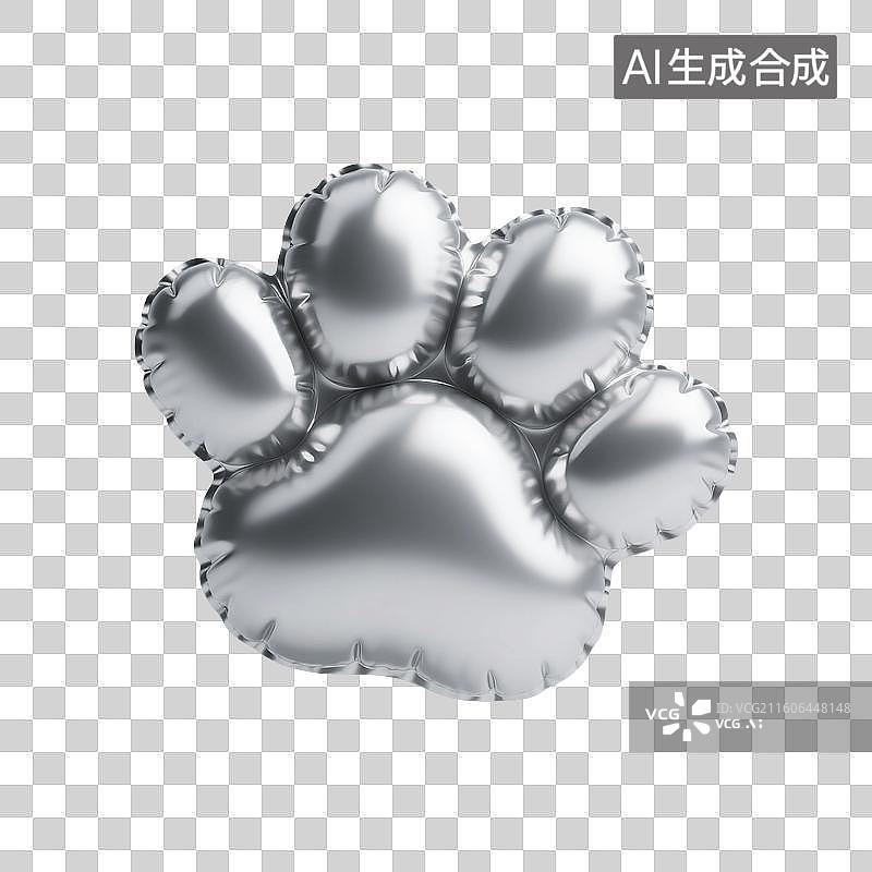 【AI数字艺术】3D渲染，充气膨胀风格，猫爪，宠物，动物，宠物用品，兽医，图形图标，免抠元素图片素材