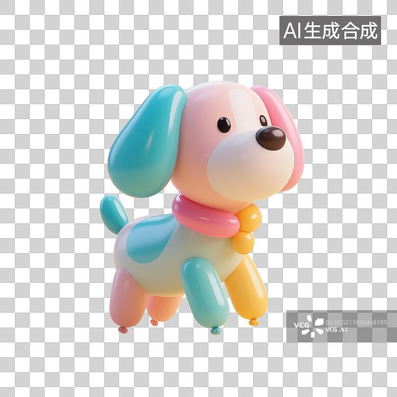 【AI数字艺术】3D渲染，膨胀充气风格，气球，狗，小狗，狗年，十二生肖，宠物，动物，免抠元素图片素材