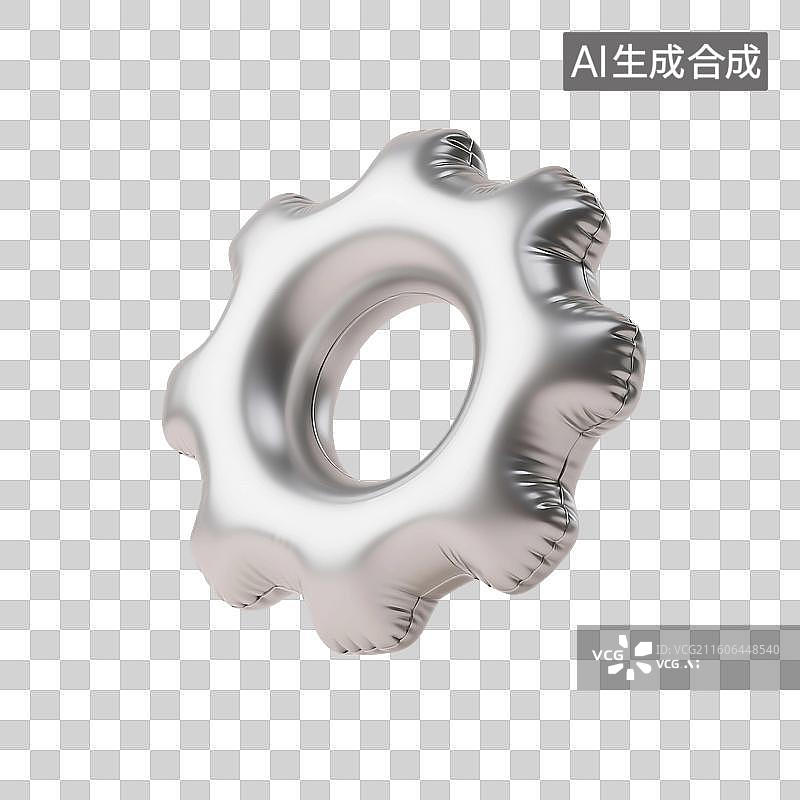 【AI数字艺术】3D渲染，充气膨胀风格，气球，齿轮，机械零件，图形图标，免抠素材图片素材