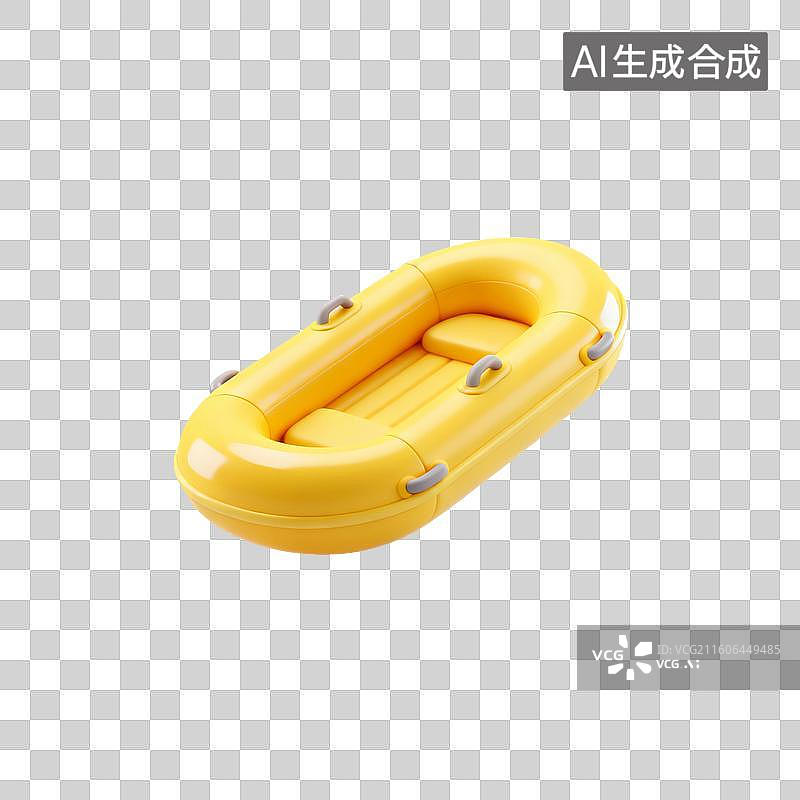【AI数字艺术】3D渲染，皮划艇，皮筏，充气皮筏，漂流，度假，免抠元素图片素材