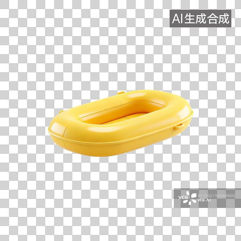 【AI数字艺术】3D渲染，皮划艇，皮筏，充气皮筏，漂流，度假，免抠元素图片素材