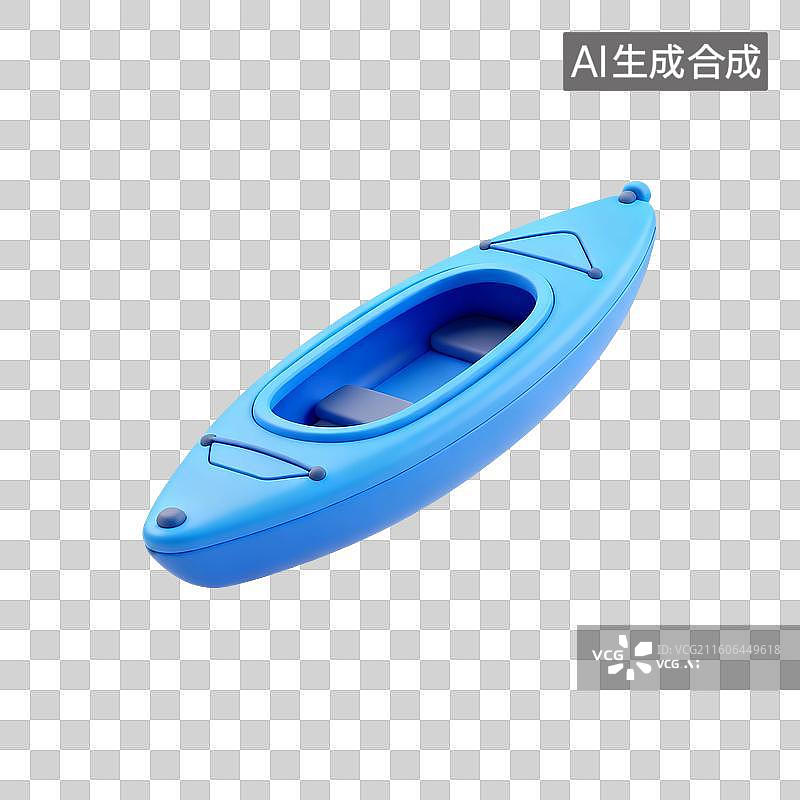 【AI数字艺术】3D渲染，皮划艇，皮筏，充气皮筏，漂流，度假，免抠元素图片素材