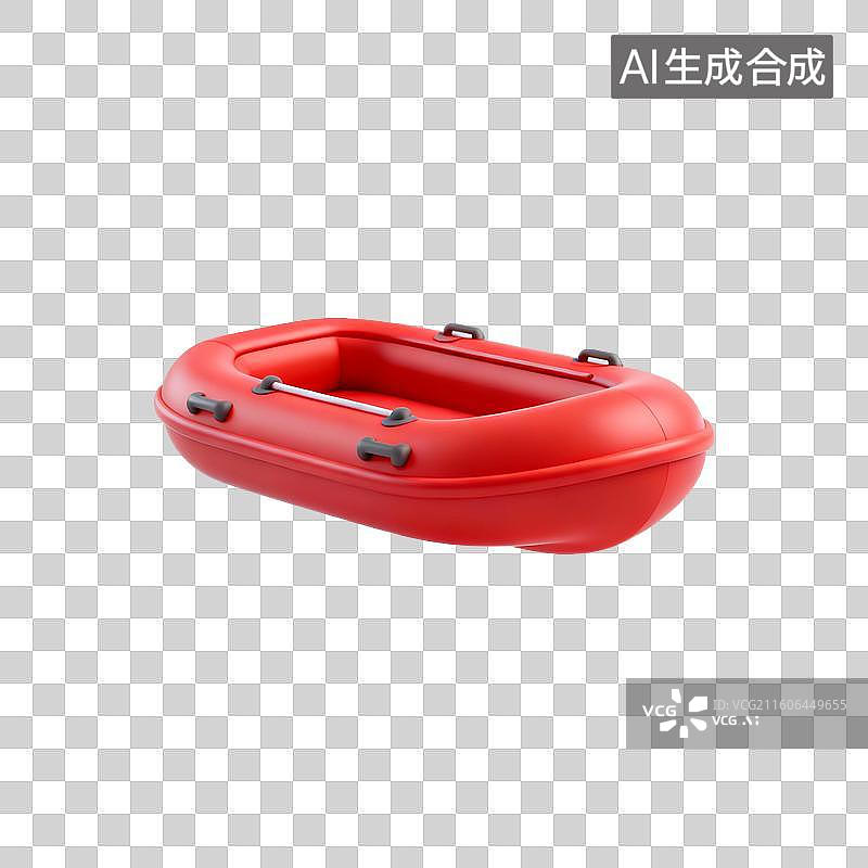 【AI数字艺术】3D渲染，皮划艇，皮筏，充气皮筏，漂流，度假，免抠元素图片素材