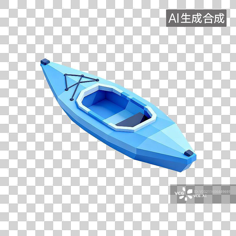 【AI数字艺术】3D渲染，皮划艇，皮筏，充气皮筏，漂流，度假，免抠元素图片素材