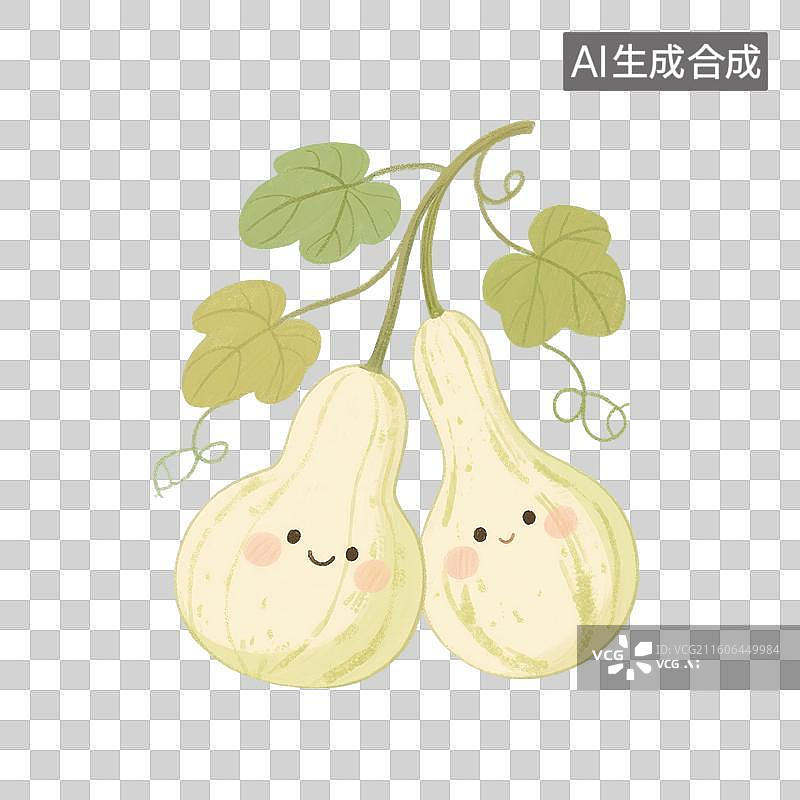 【AI数字艺术】手绘插画，南瓜，葫芦，葫芦瓜，植物，免抠元素图片素材