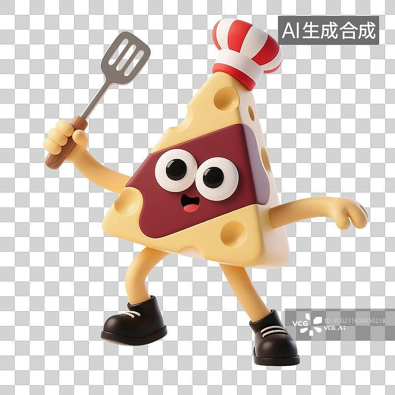 【AI数字艺术】3D渲染，卡通拟人厨师奶酪，奶酪，芝士，奶制品，烘焙原材料，促销，免抠元素图片素材