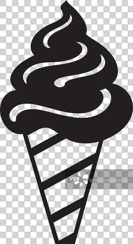奶油状波浪冰淇淋蛋筒标志，舀几勺图片素材