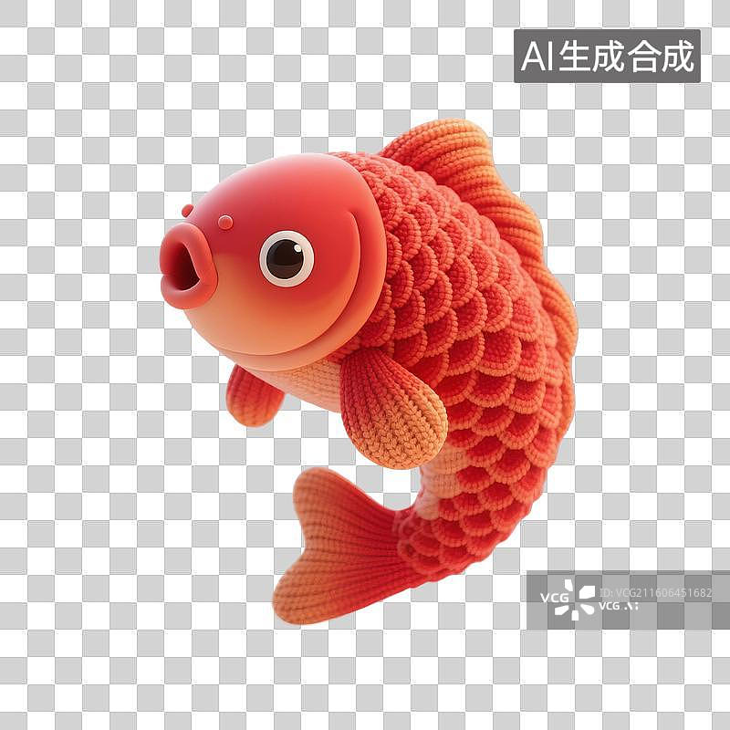 【AI数字艺术】3D渲染，毛线针织风格，鲤鱼，锦鲤，春节，新年，元宵节，中秋节，国庆节，高考加油，金榜题名，双十一图片素材