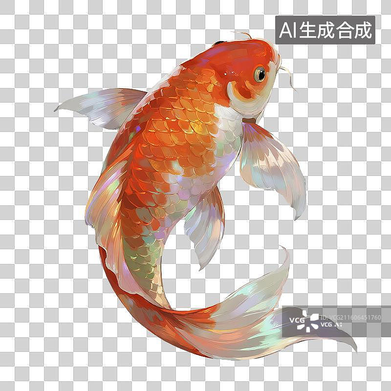 【AI数字艺术】国风手绘插画，锦鲤，鲤鱼，免抠元素图片素材