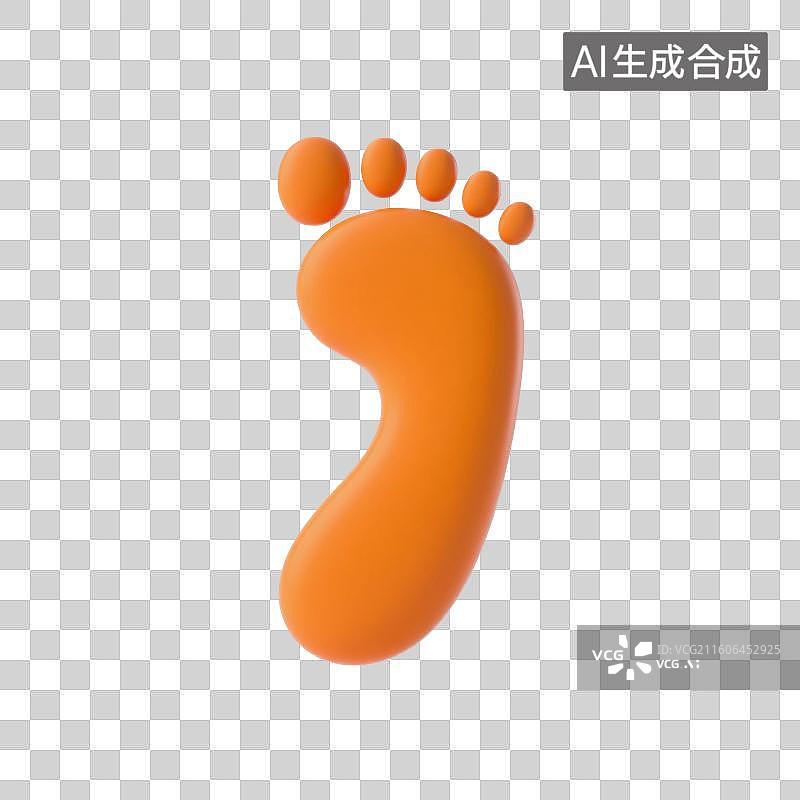 【AI数字艺术】3D渲染，足迹，脚印，徒步旅行，路线，图形图标，免抠元素图片素材