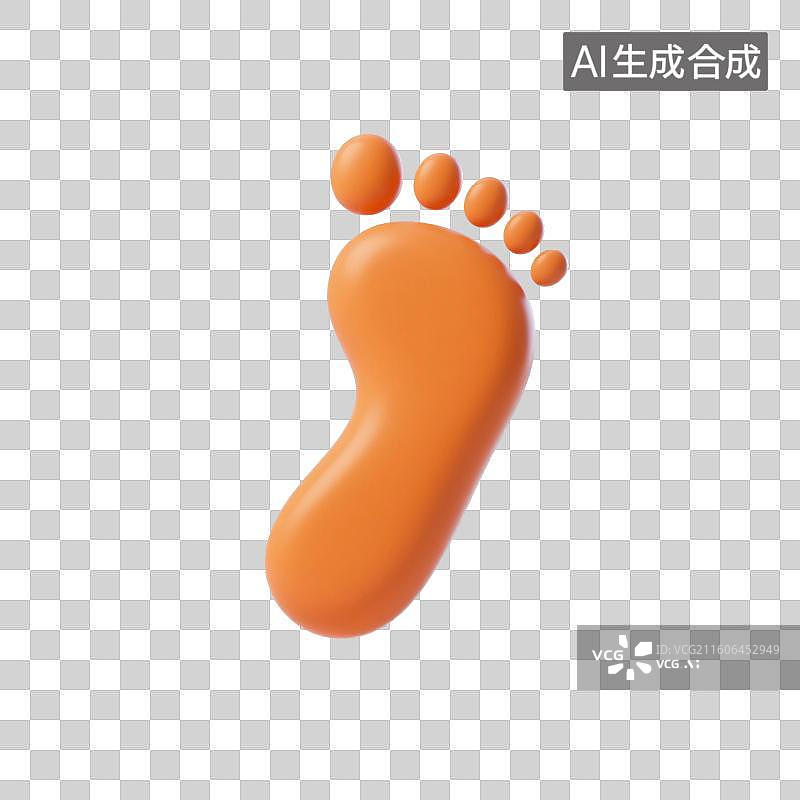 【AI数字艺术】3D渲染，足迹，脚印，徒步旅行，路线，图形图标，免抠元素图片素材