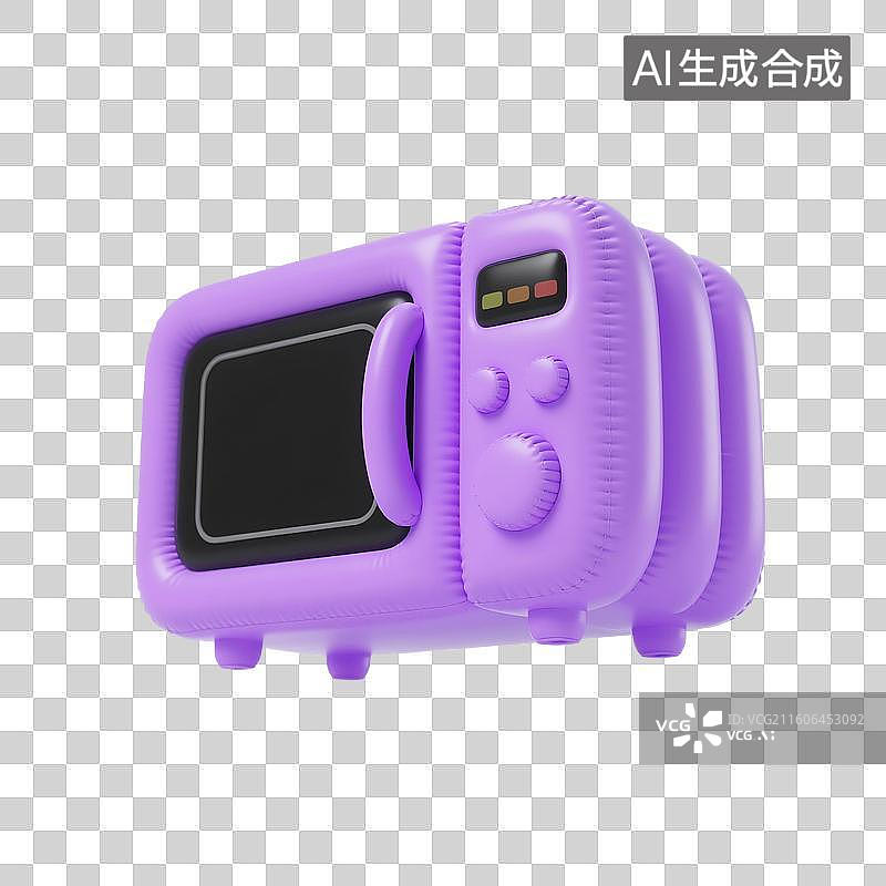 【AI数字艺术】3D渲染，充气膨胀风格，家用电器，微波炉，烤箱，电烤箱，厨房用品，烹饪，烹调，免抠元素图片素材