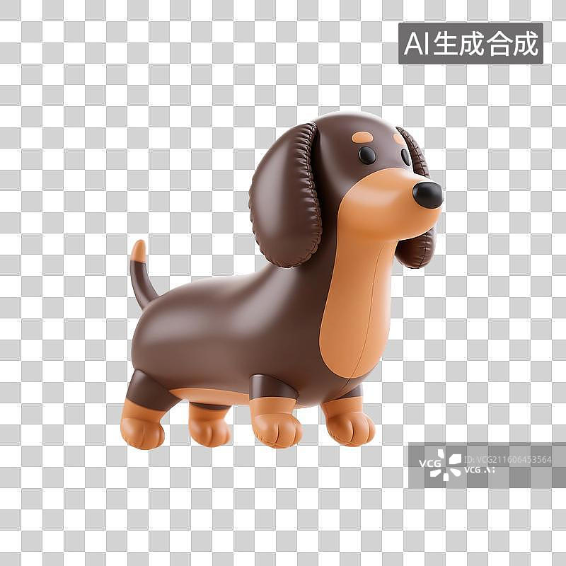 【AI数字艺术】3D渲染，膨胀充气风格，气球，腊肠犬，狗，小狗，狗年，十二生肖，宠物，动物，免抠元素图片素材