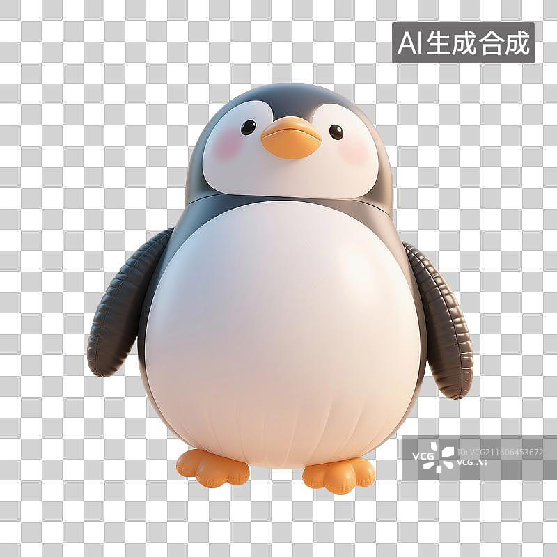 【AI数字艺术】3D渲染卡通动物，充气膨胀风格，企鹅，鸟类，冬天，南极，极地免抠元素图片素材