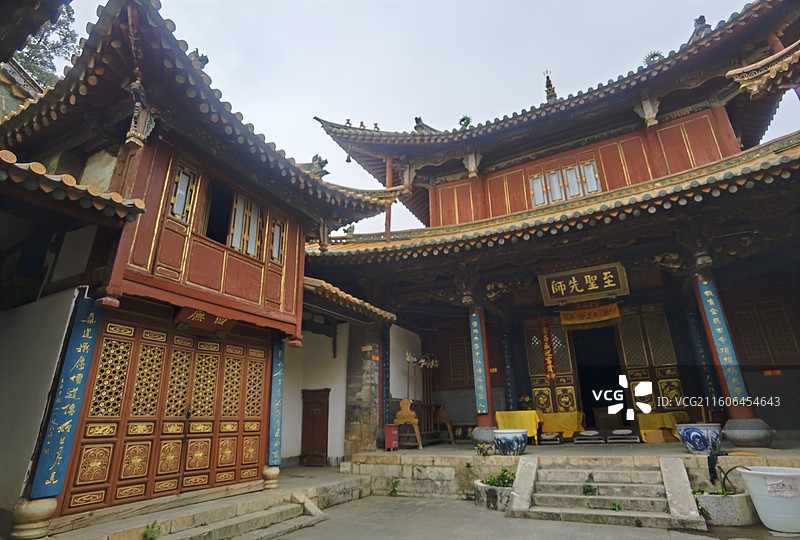 云南省昆明市官渡古镇：官渡少林寺妙湛寺至圣先师殿图片素材