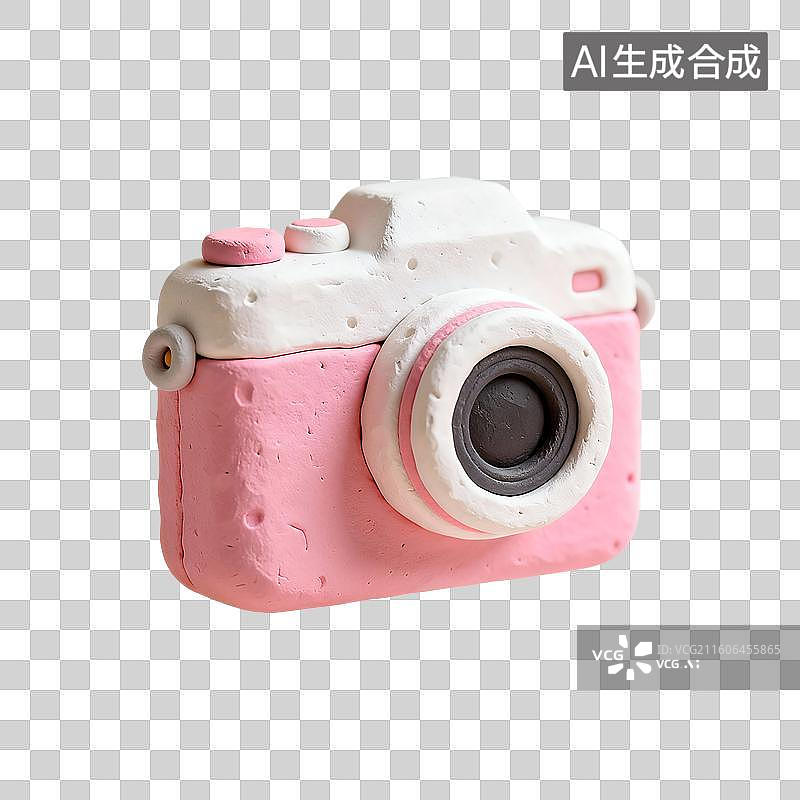 【AI数字艺术】3D渲染，粘土风，相机，照相机，卡通图形图标，免抠元素图片素材