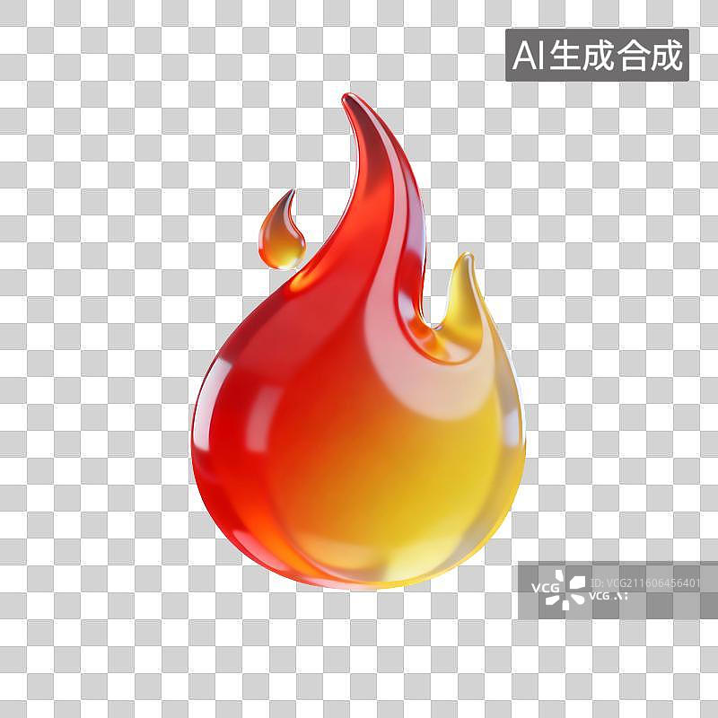 【AI数字艺术】3D渲染，卡通火焰，燃烧，火苗，双十一，618，免抠元素图片素材