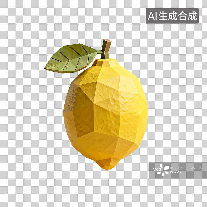 【AI数字艺术】3D渲染卡通水果，粘土风，柠檬，柠檬片，夏天，免抠元素图片素材