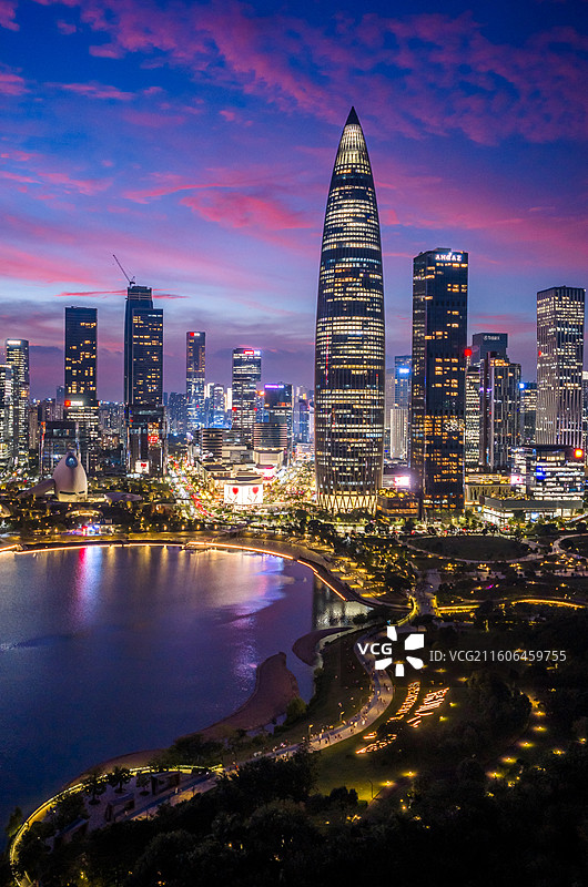 深圳晚霞-南山区后海深圳人才公园2025航拍图片素材
