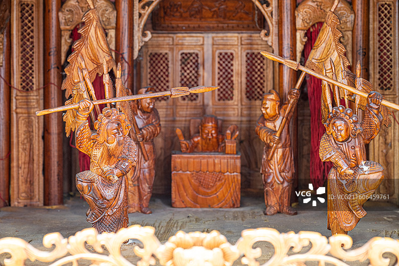 江西景德镇乐平古戏台木雕场景图片素材