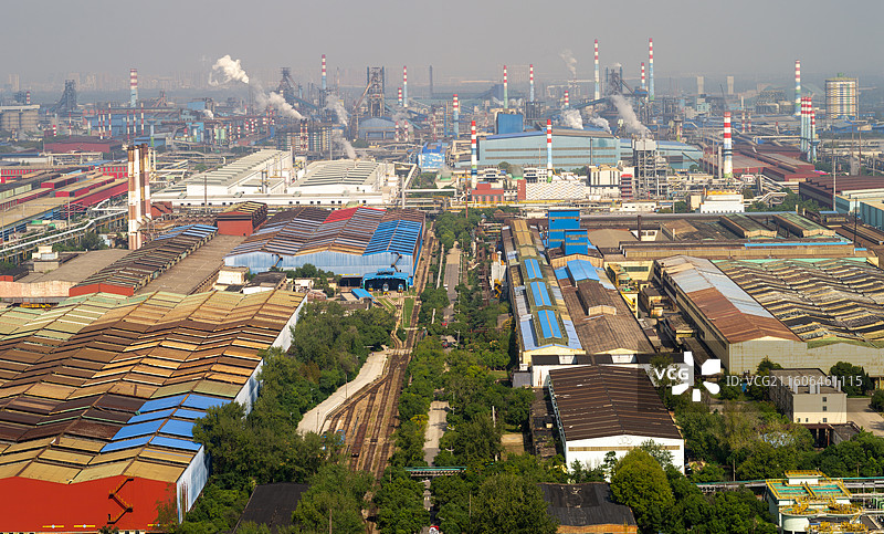 武汉钢铁（集团）公司，航拍视角厂区全景图图片素材
