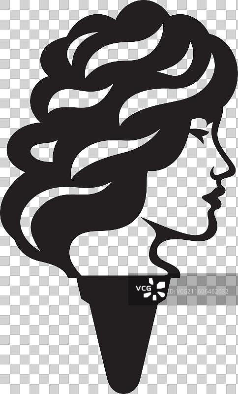 奶油般的宁静黑色图标，甜筒设计，令人陶醉图片素材