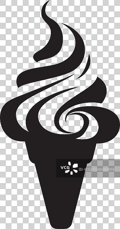 美味的冰淇淋甜筒徽章，带有冰霜般的漩涡图片素材