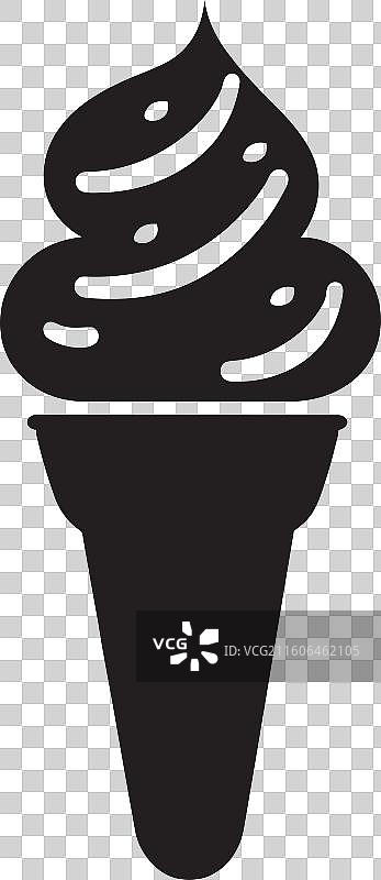 美味的漩涡黑色图标，圆锥形设计，奶油状波浪图片素材