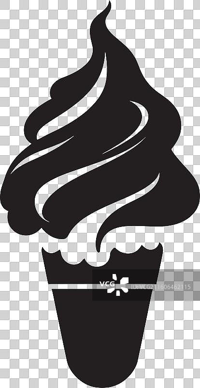 快乐的勺子，黑色的冰淇淋甜筒图片素材