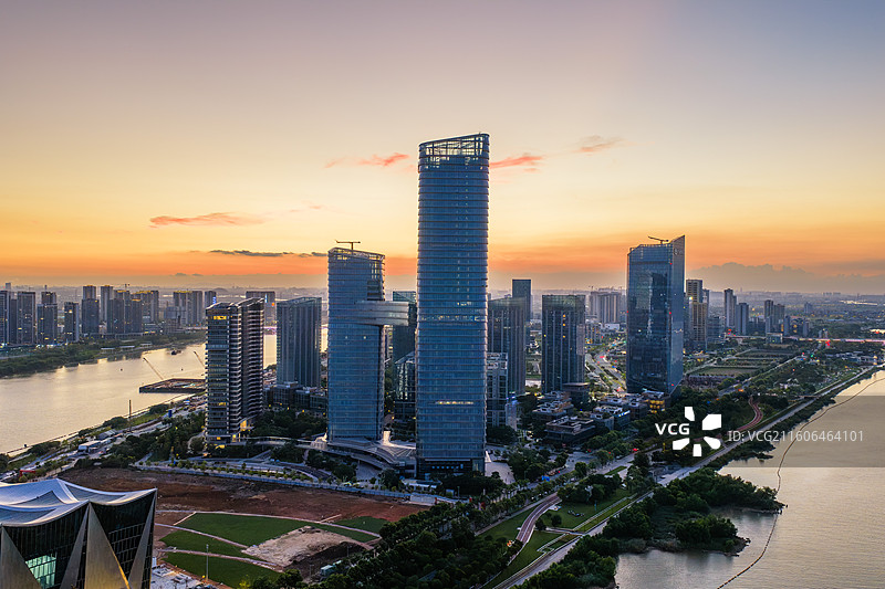 广州市南沙区明珠湾灵山岛尖CBD城市风光航拍图片素材