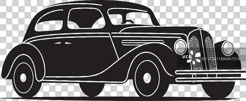 怀旧乘坐复古汽车标志，传承之旅图片素材