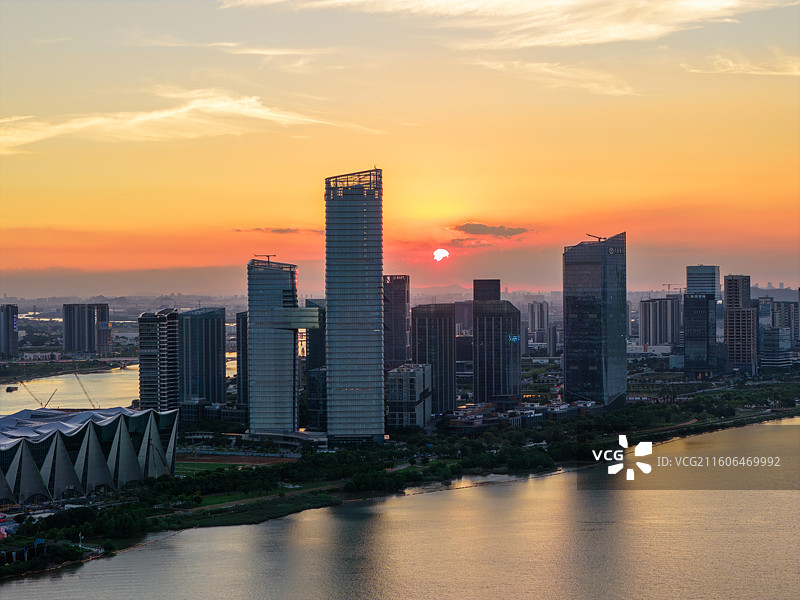 广州市南沙区明珠湾灵山岛尖CBD城市风光航拍图片素材