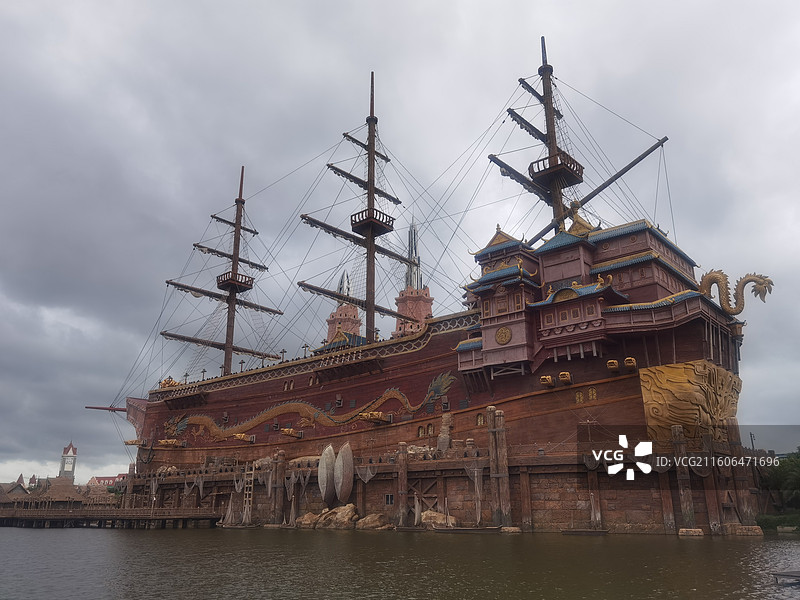 海南省海口市海口长影环球100奇幻乐园：郑和宝船图片素材