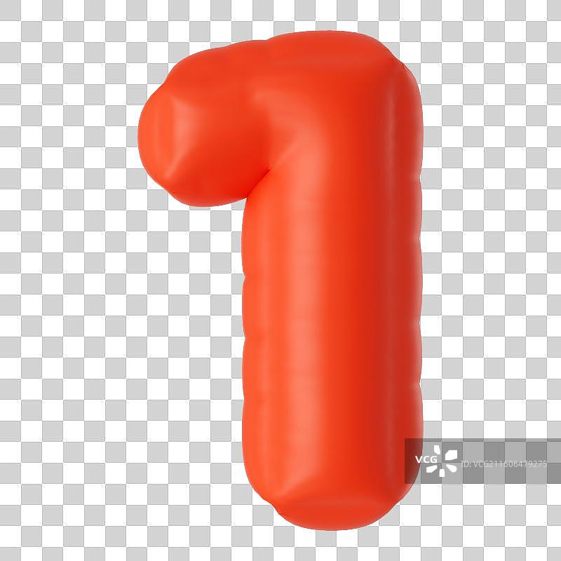 3D立体膨胀风艺术字数字1节日免抠元素图片素材