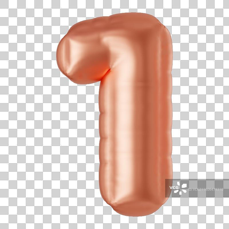 3D立体膨胀风艺术字数字1节日免抠元素图片素材