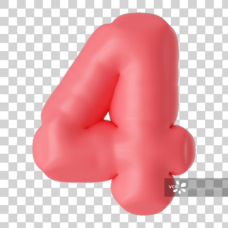 3D立体膨胀风艺术字数字4节日免抠元素图片素材