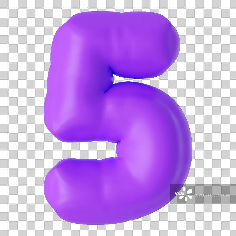 3D立体膨胀风艺术字数字5节日免抠元素图片素材