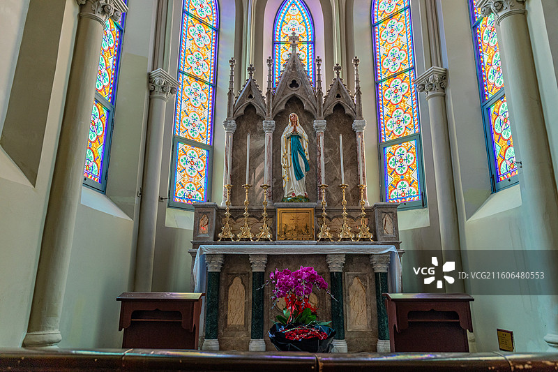 上海市徐汇区 徐家汇天主教堂内部场景图片素材