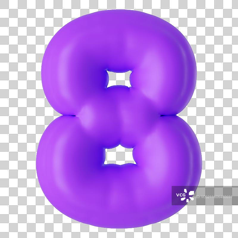 3D立体膨胀风艺术字数字8节日免抠元素图片素材