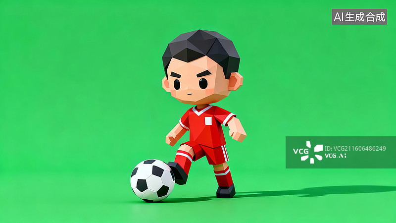 【AI数字艺术】卡通男孩踢足球图片素材