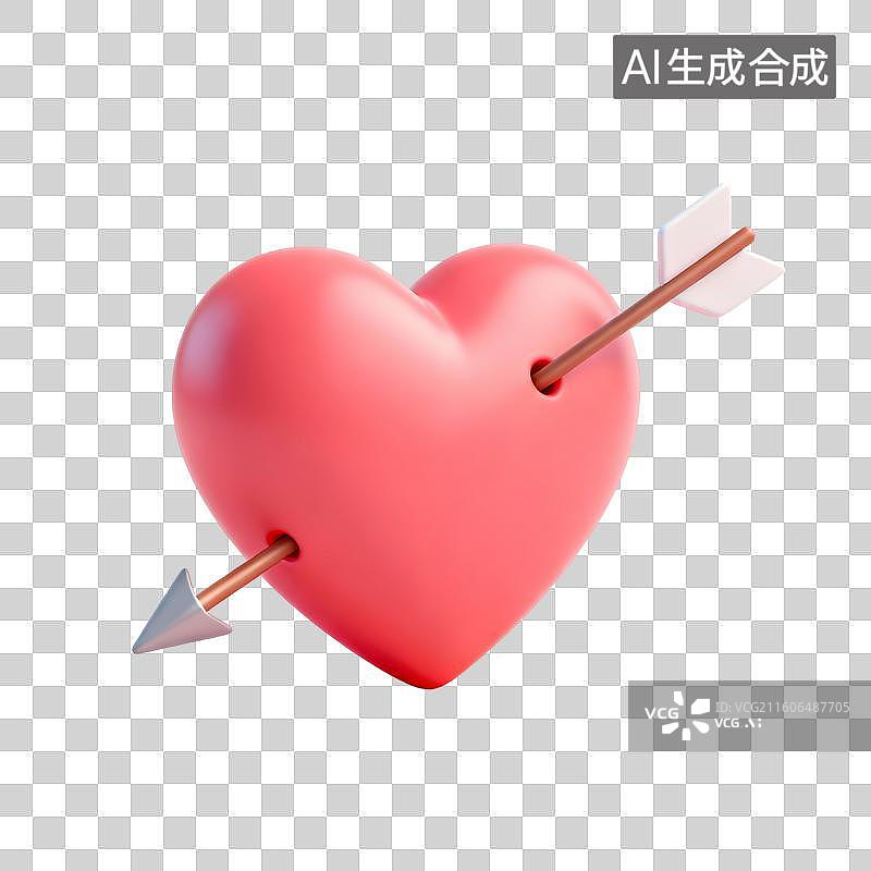 【AI数字艺术】被丘比特射中的心 婚恋主题创意插画图片素材