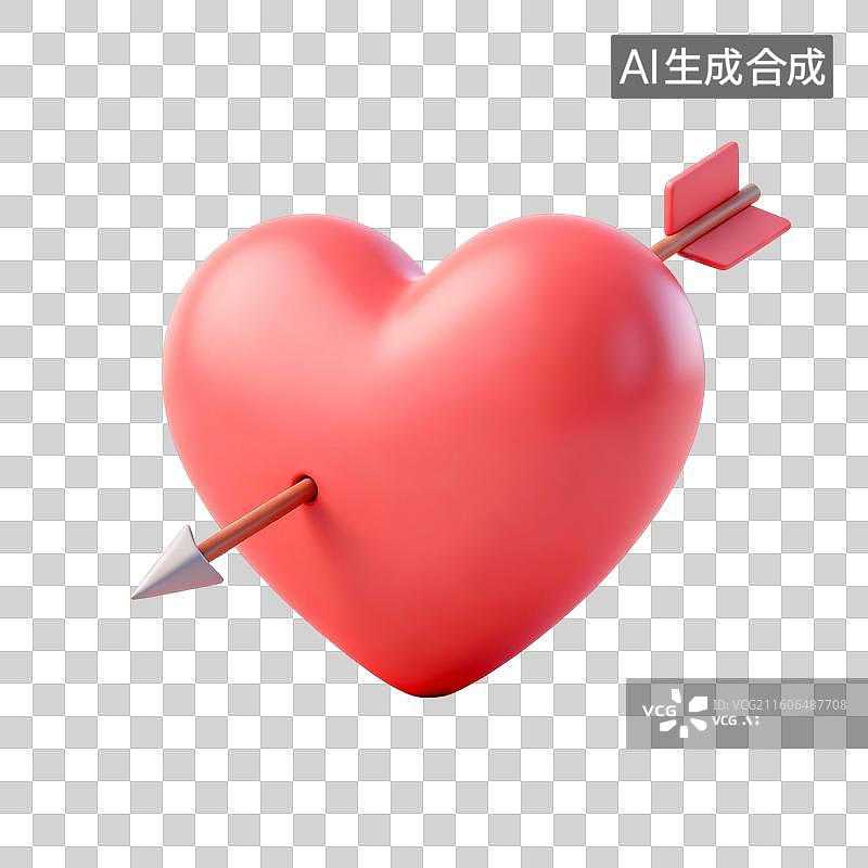 【AI数字艺术】被丘比特射中的心 婚恋主题创意插画图片素材