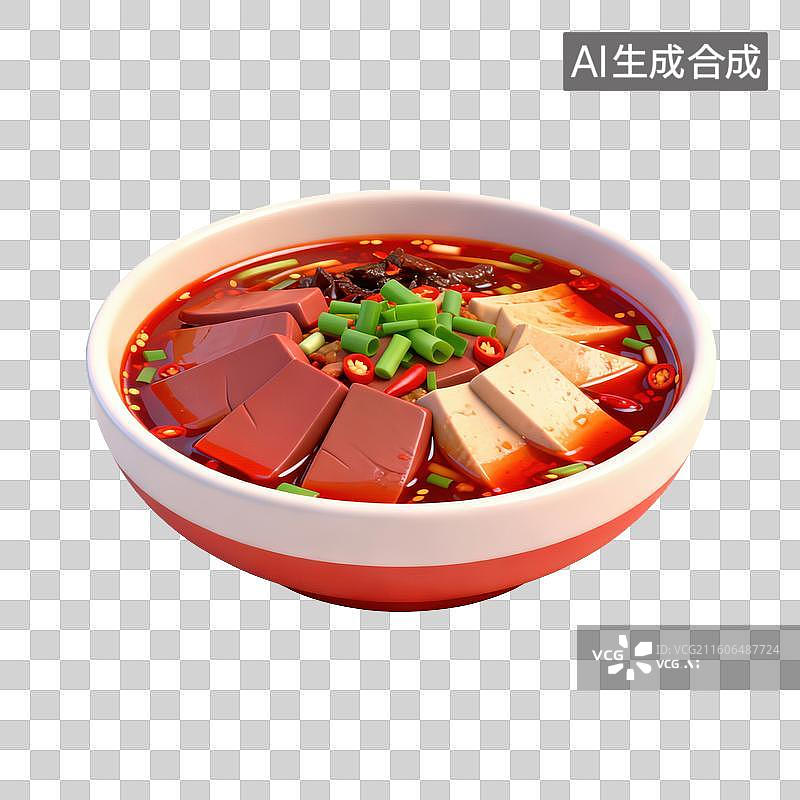 【AI数字艺术】一碗美味的香辣鸭血豆腐汤图片素材