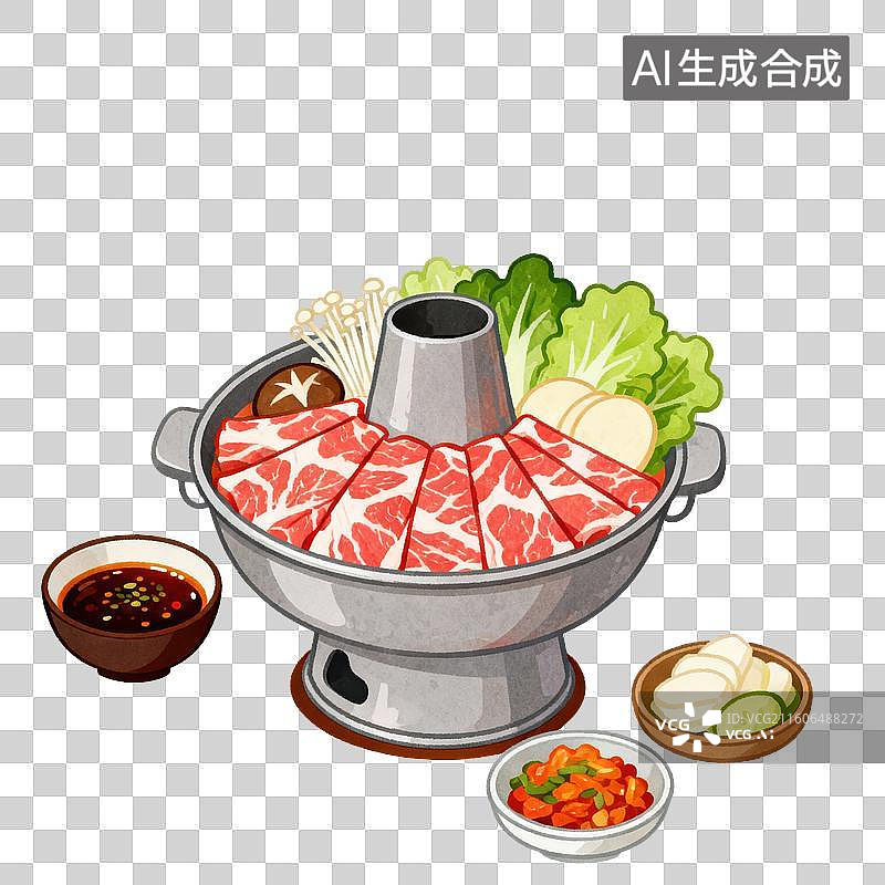【AI数字艺术】传统中式火锅食材丰富图片素材